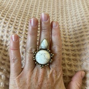 Gold and White Ornate Ring